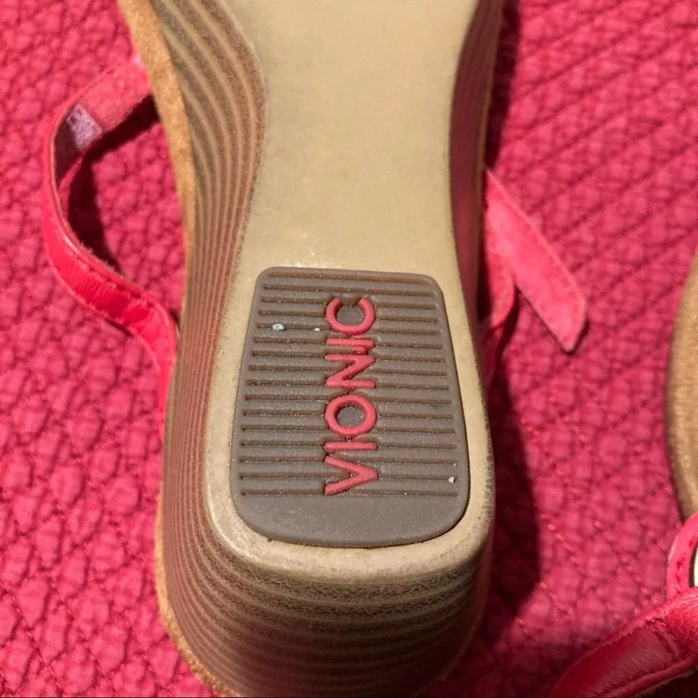 VIONIC Sz 5 Park Orchid Leather Thong Wedge  Suede Insole Sandals - Picture 9 of 9